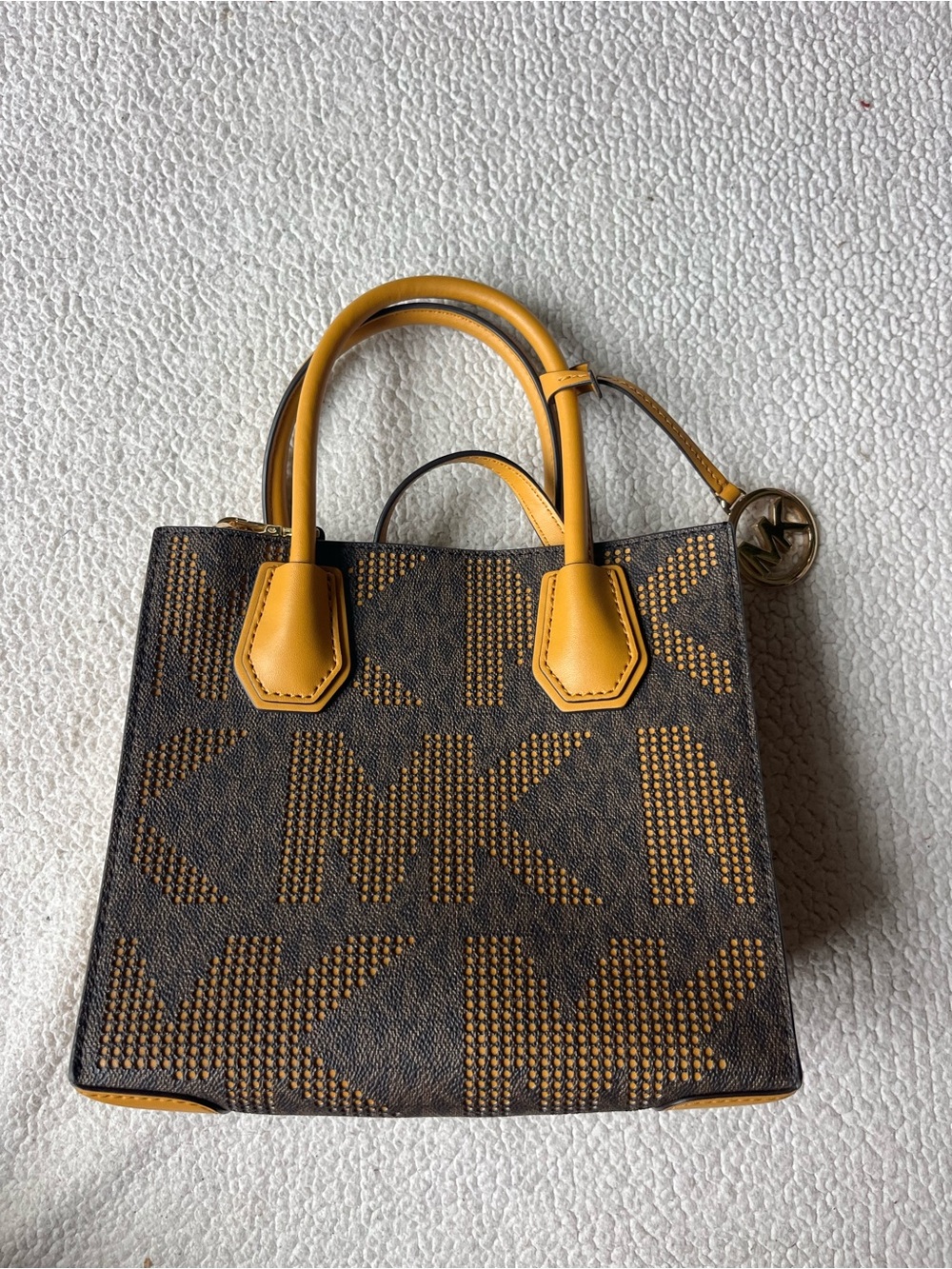 Michael Kors Mercer Marigold Brown Leather Satchel Purse Crossbody